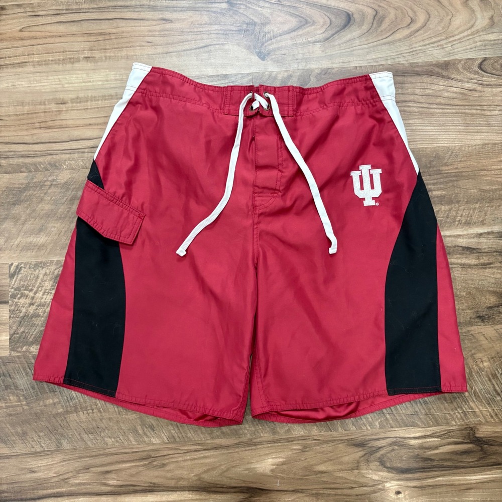 Vintage Y2K Indiana University Swim Trunks Mens L Red IU Hoosiers Board Shorts